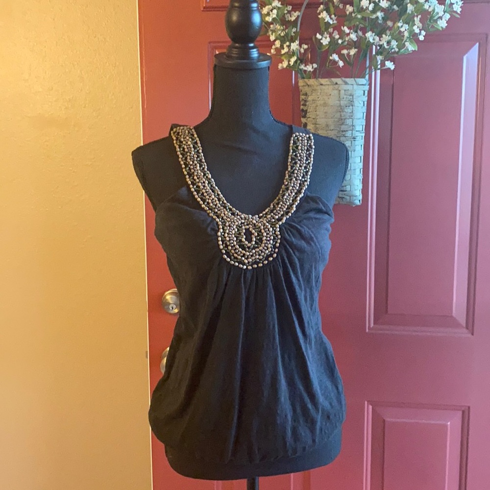 Maurices, beautifully beaded black tank top